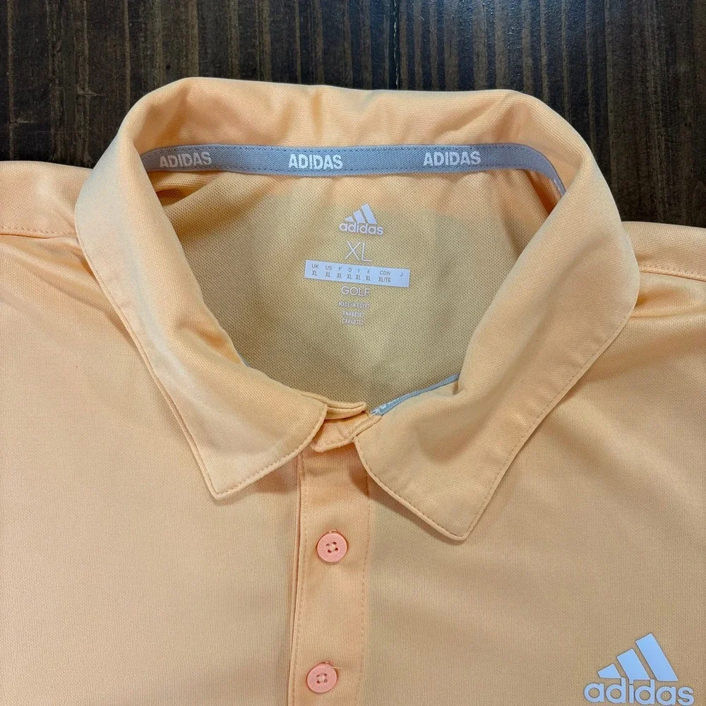 Adidas Golf Polo Shirt Mens‎ XL Orange Short Sleeve 3-Stripe Performance RN88387